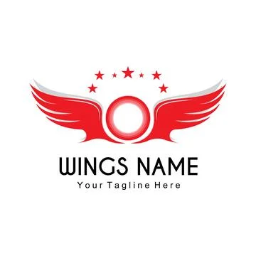 Wings Logo Design, Shield Wings Vector, Bird Feather Illustration Stockillustratie