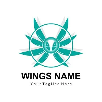 Wings Logo Design, Shield Wings Vector, Bird Feather Illustration Stockillustratie