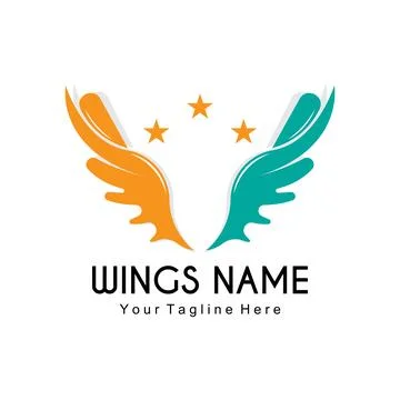 Wings Logo Design, Shield Wings Vector, Bird Feather Illustration Stockillustratie