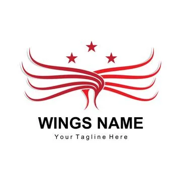 Wings Logo Design, Shield Wings Vector, Bird Feather Illustration Stockillustratie