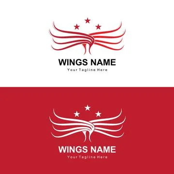 Wings Logo Design, Shield Wings Vector, Bird Feather Illustration Illustration