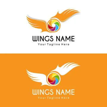 Wings Logo Design, Shield Wings Vector, Bird Feather Illustration Illustration