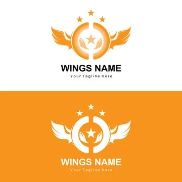 Wings Logo Design, Shield Wings Vector, Bird Feather Illustration 库存插图