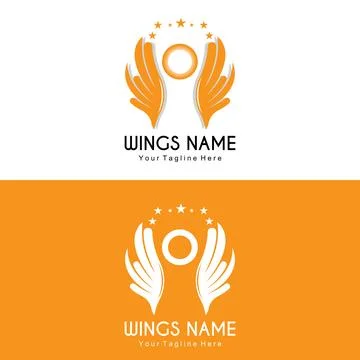 Wings Logo Design, Shield Wings Vector, Bird Feather Illustration Illustration