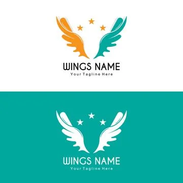Wings Logo Design, Shield Wings Vector, Bird Feather Illustration Illustration