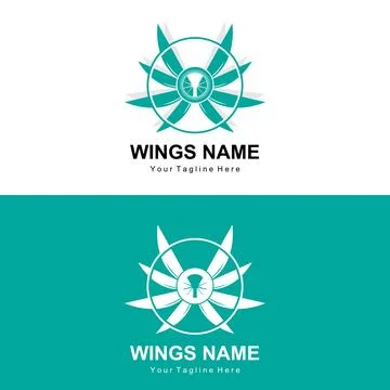 Wings Logo Design, Shield Wings Vector, Bird Feather Illustration Illustration