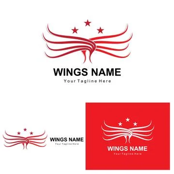 Wings Logo Design, Shield Wings Vector, Bird Feather Illustration Illustration