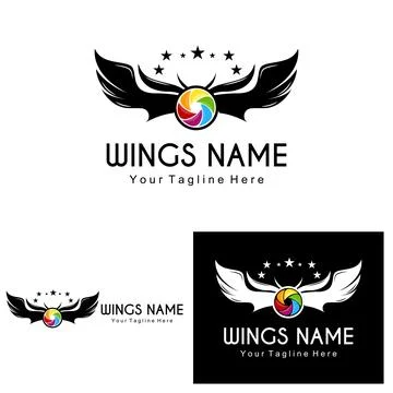 Wings Logo Design, Shield Wings Vector, Bird Feather Illustration Illustration
