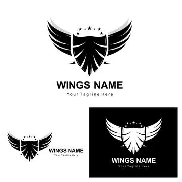 Wings Logo Design, Shield Wings Vector, Bird Feather Illustration Illustration