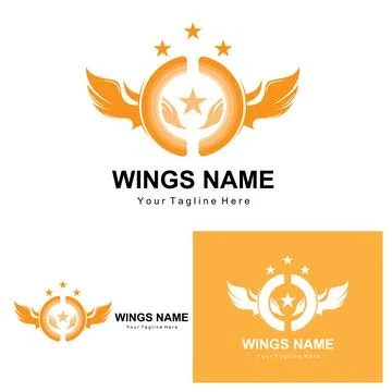 Wings Logo Design, Shield Wings Vector, Bird Feather Illustration Illustration