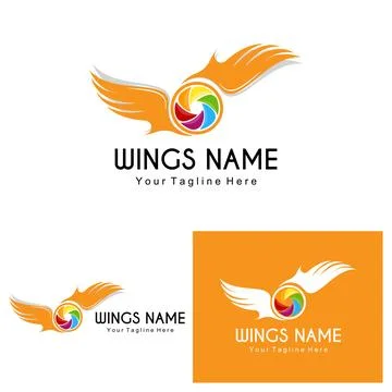 Wings Logo Design, Shield Wings Vector, Bird Feather Illustration Illustration