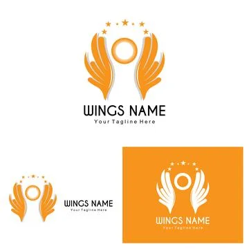 Wings Logo Design, Shield Wings Vector, Bird Feather Illustration Illustration