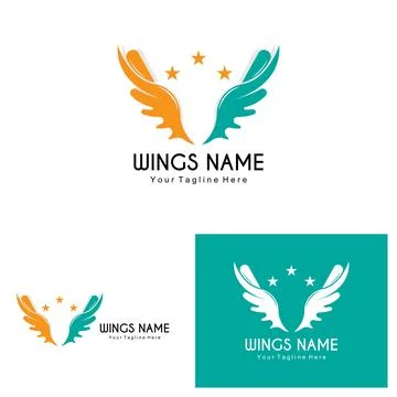 Wings Logo Design, Shield Wings Vector, Bird Feather Illustration Illustration
