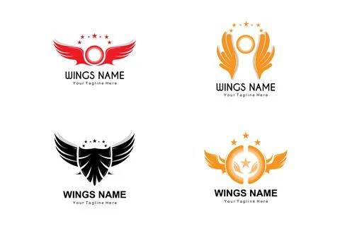 Wings Logo Design, Shield Wings Vector, Bird Feather Illustration Illustration