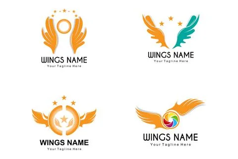 Wings Logo Design, Shield Wings Vector, Bird Feather Illustration Illustration