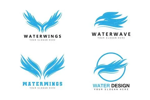 Wings Logo Design, Shield Wings Vector, Bird Feather Illustration 스톡 일러스트