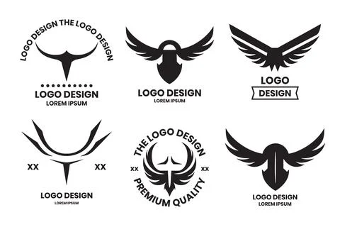 Wings logo in modern minimal style Stock Illustration