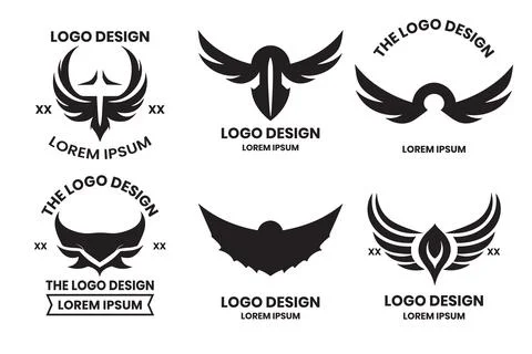Wings logo in modern minimal style Stock Illustration
