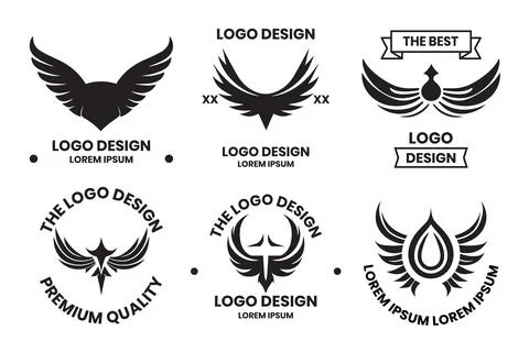 Wings logo in modern minimal style Stock Illustration
