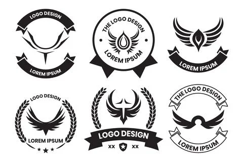 Wings logo in modern minimal style Stock Illustration