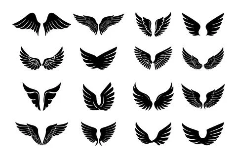 Wings logo, simple set of wings vector icon for web design on white background 스톡 일러스트