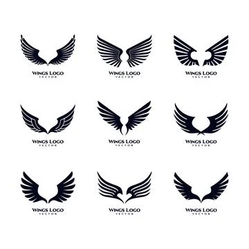 Wings Logo Vector Set Stock Illustration