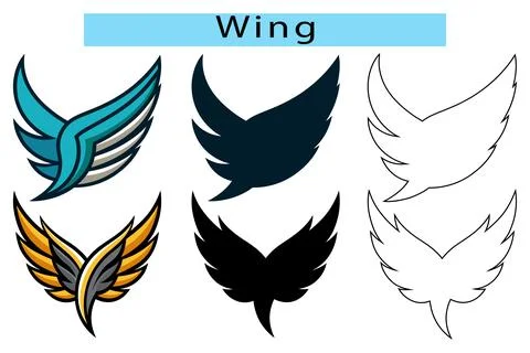 Wings logo vector, Wings vector icon, Wings clipart, Wings outline Illustrazione stock
