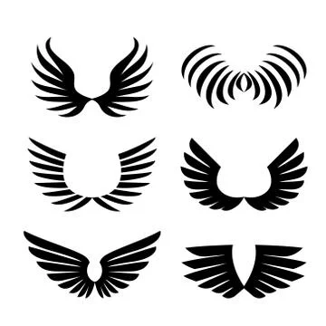 Wings. Set of Simple logo or sign element Vector illustration. Stock Illustration