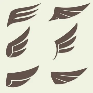 Wings set. Vector illustration of different bird wings. Stock Illustration