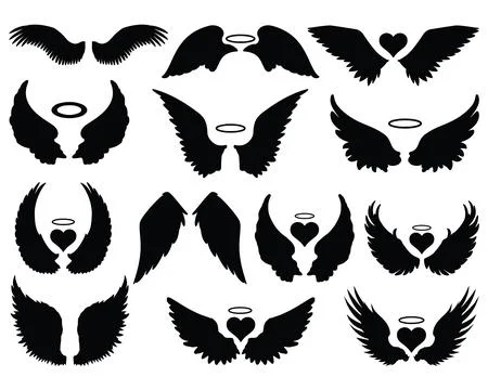WINGS SILHOUETTE VECTOR ART Stock Illustration
