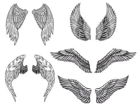 Wings tattoo set Stock Illustration