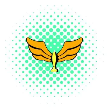 Wings trophy icon, comics style Illustrazione stock