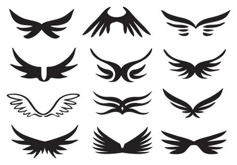 Wings Vector Icon Set Stock Illustration