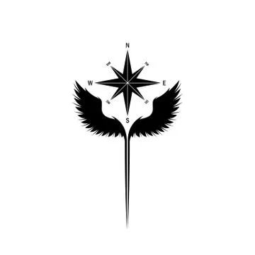 Wings windrose symbol Stock Illustration