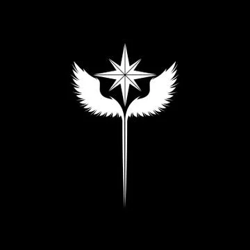 Wings windrose white symbol Stock Illustration