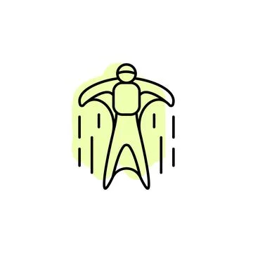 Wingsuit with color shadow vector icon in adventure set Stock Illustration