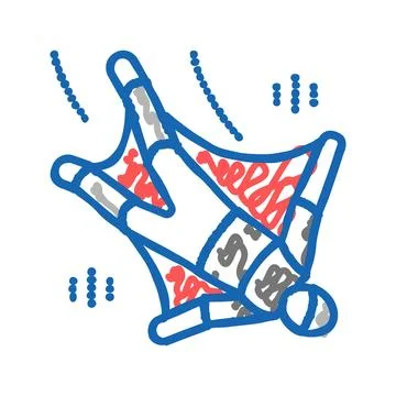 Wingsuit fly extremal man icon doodle illustration Stock Illustration