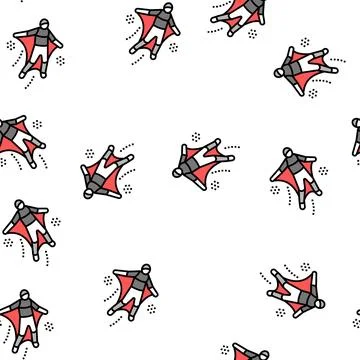Wingsuit fly extremal man vector seamless pattern Stock Illustration