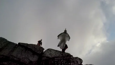 Wingsuit Jumper Diving Off Cliff Stock Footage 79737604