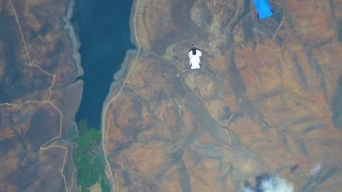 Wingsuit Jumpers Skydiving Through Sky Stock Footage 78018372