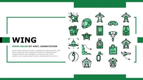 Wingsuiting Sport Landing Header Vector Stock Illustration