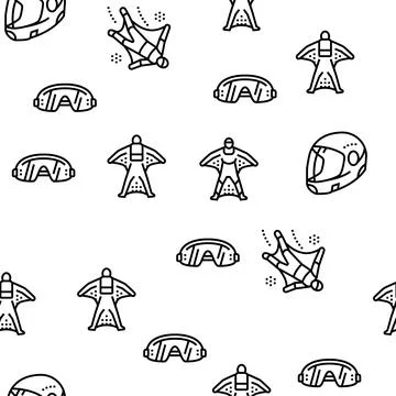 Wingsuiting Sport Vector Seamless Pattern 스톡 일러스트