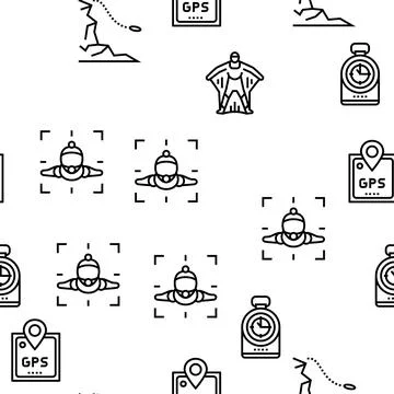 Wingsuiting Sport Vector Seamless Pattern 스톡 일러스트