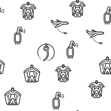 Wingsuiting Sport Vector Seamless Pattern イラスト素材