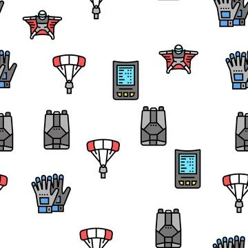 Wingsuiting Sport Vector Seamless Pattern Stock Illustration