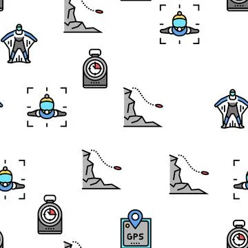 Wingsuiting Sport Vector Seamless Pattern 스톡 일러스트