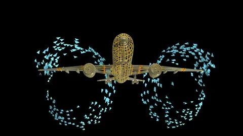 Wingtip Vortices trailing behind airplane wings. 3d animation Stock-Footage 90063818