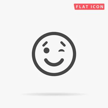 Wink Face flat vector icon Stock Illustration