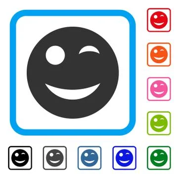 Wink Smiley Framed Icon Ilustración de archivo
