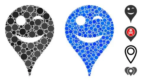 Wink Smiley Map Marker Composition Icon of Circles Ilustración de archivo